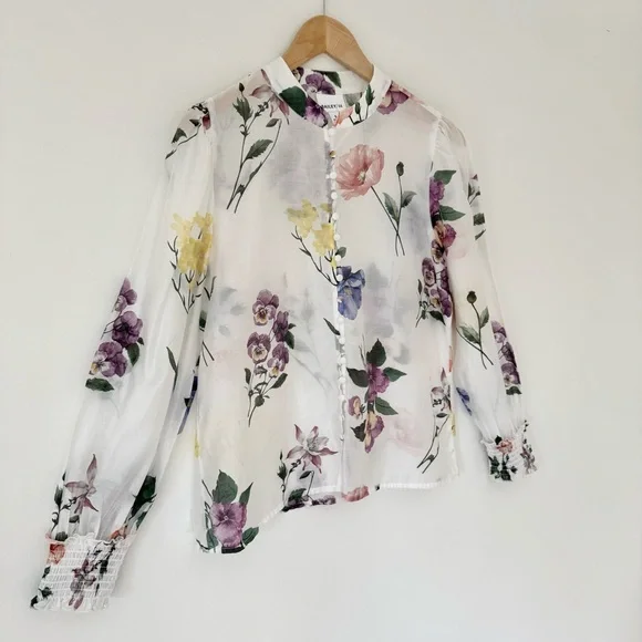Bailey 44 White Sheer Floral Button-Up Blouse, Size S - Picture 4 of 16
